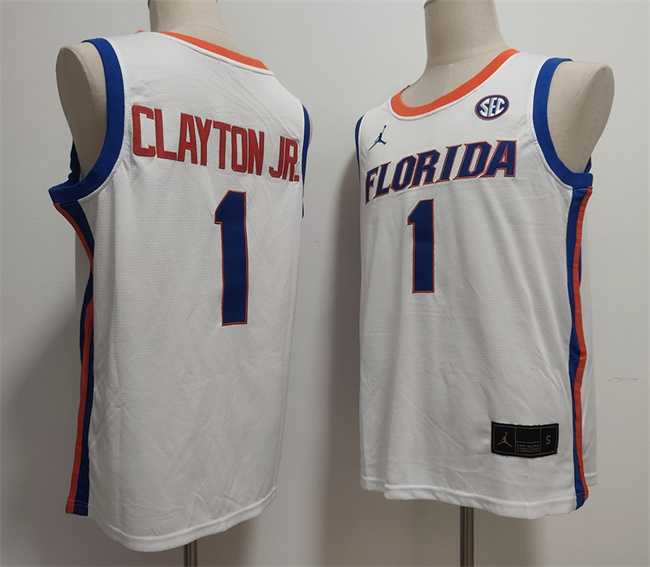 Men%27s Florida Gators #1 Walter Clayton Jr. White Stitched Basketball Jersey->college and high school->NBA Jersey